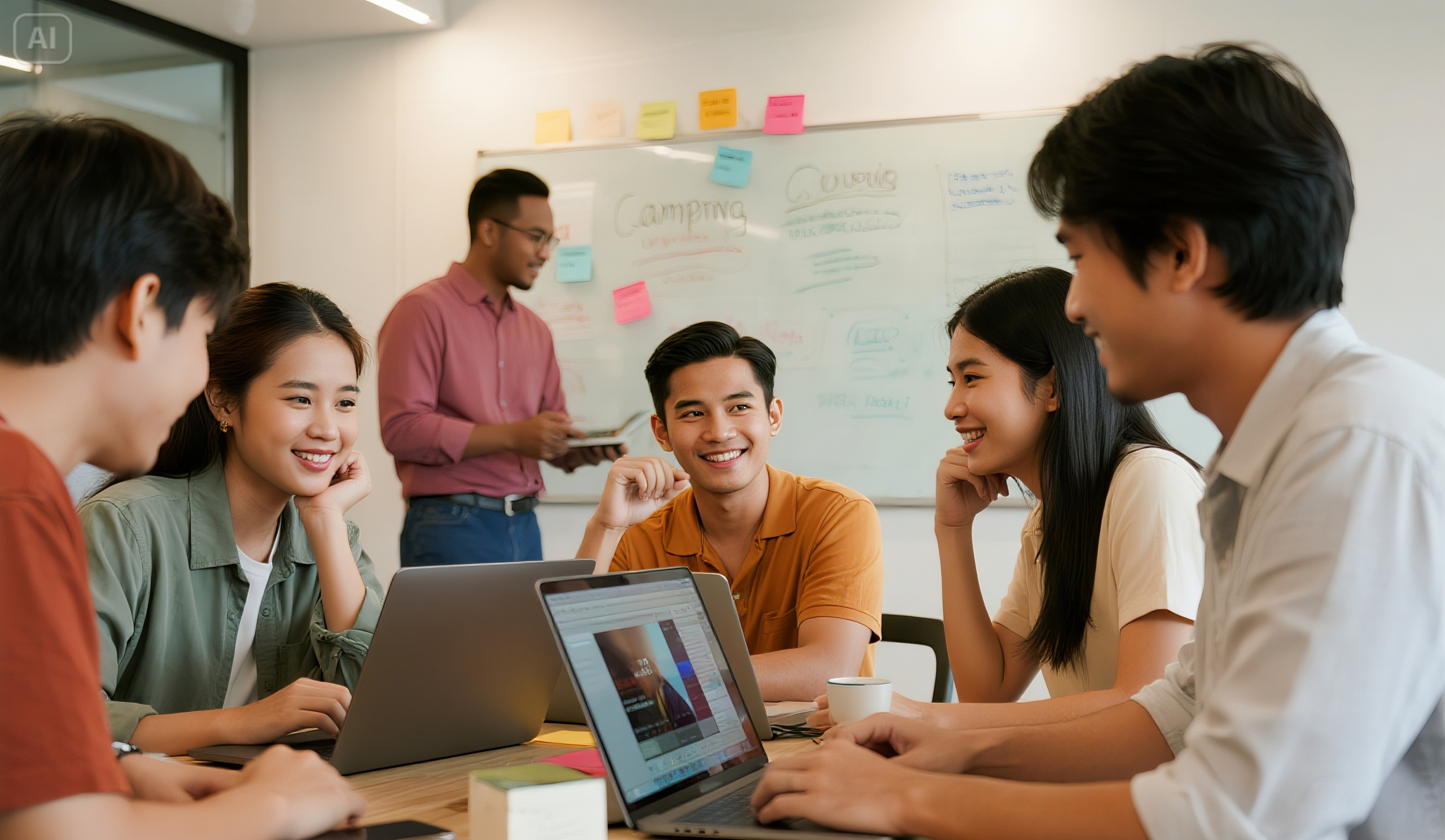 jimeng-2025-06-24-624-Photo-realistic scene of young aadigital marketers working together i...